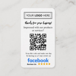 Facebook Review Request Card mit Logo und QR Code Visitenkarte