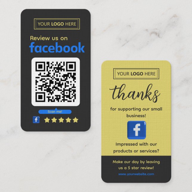 Facebook Review Request Charcoal Slate Visitenkarte (Vorne/Hinten)