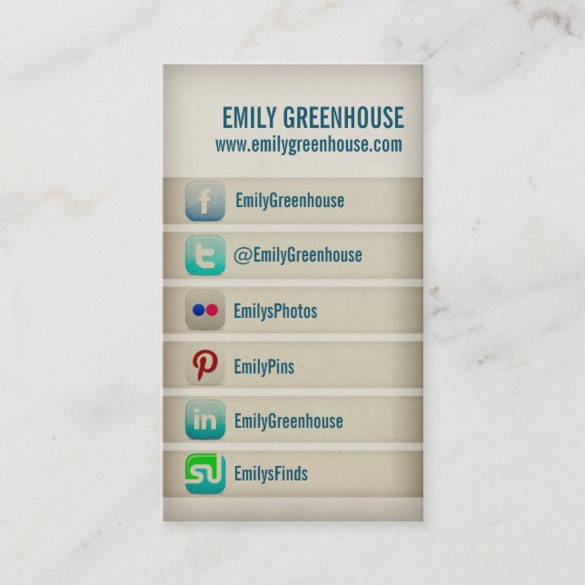 Facebook-Twitter Visitenkarte (Vorderseite)