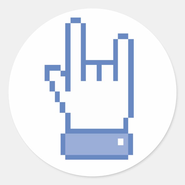 Facebook wie ROCK Peace hand zeichen pixel Grafik Runder Aufkleber (Vorderseite)