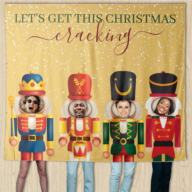 Faceless Nutcracker Gold Weihnachts-Foto Hintergru Wandteppich (Von Creator hochgeladen)