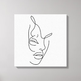Faces Beauty Line Zeichnend Kunst Leinwanddruck