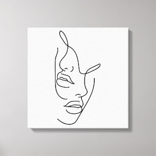 Faces Beauty Line Zeichnend Kunst Leinwanddruck
