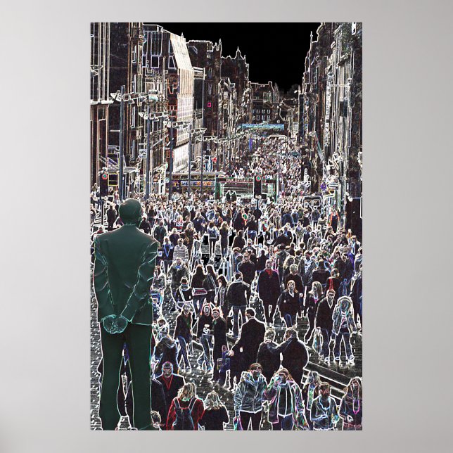 Faces in der Menge Glasgow Scotland Poster (Vorne)