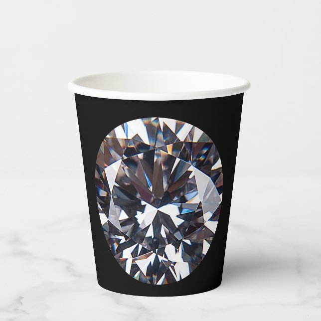 Faceted Elegance Diamond Gem Image Paper Cups Pappbecher (Vorderseite)