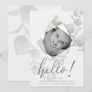 Faceted Foto Frame Eukalyptus Blätter Alabaster Einladung