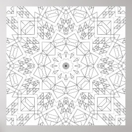 Facettierte Kristall-Mandala-Geometrie-Farbkunst Poster