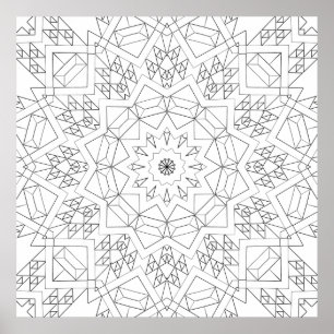 Facettierte Kristall-Mandala-Geometrie-Farbkunst Poster