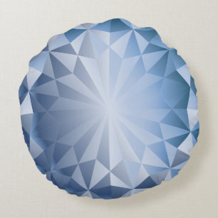 Facettiertes Edelstein-Blau-Eis Rundes Kissen