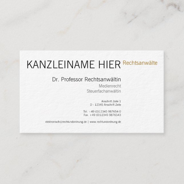 Fachanwalt Visitentenkarte Visitenkarte (Vorderseite)