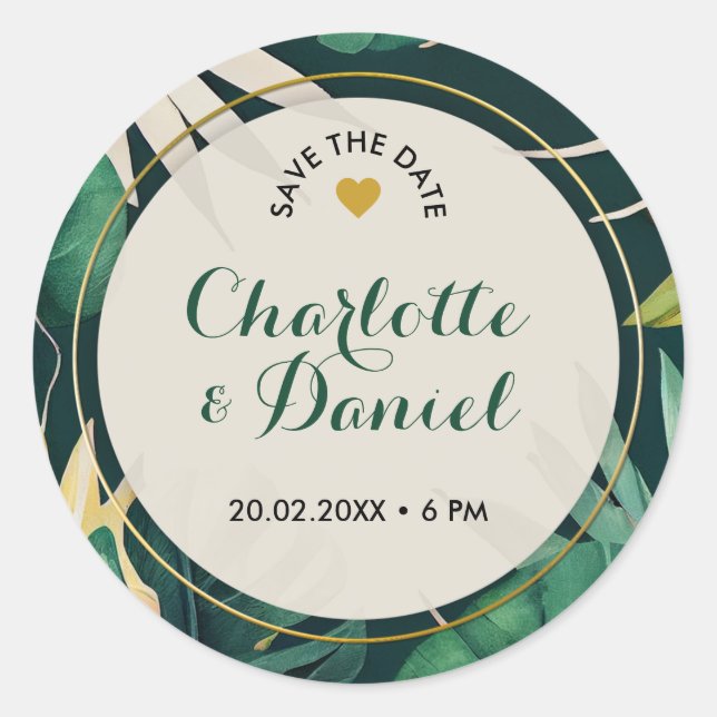 Fachausdruck | SAVE THE DATE | Hochzeit Runder Aufkleber (Vorderseite)