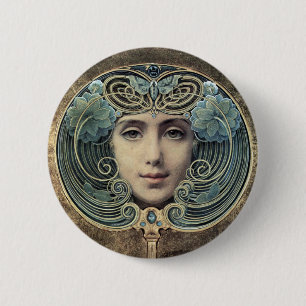 Fächer auf goldenem Grund von Louis Welden Hawkin Button