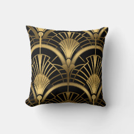 Fächer Gatsby - Schwarz und Or Art Deco Kissen