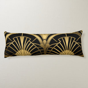 Fächer Gatsby - Schwarz und Or Art Deco Seitenschläferkissen