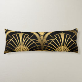 Fächer Gatsby - Schwarz und Or Art Deco Seitenschläferkissen