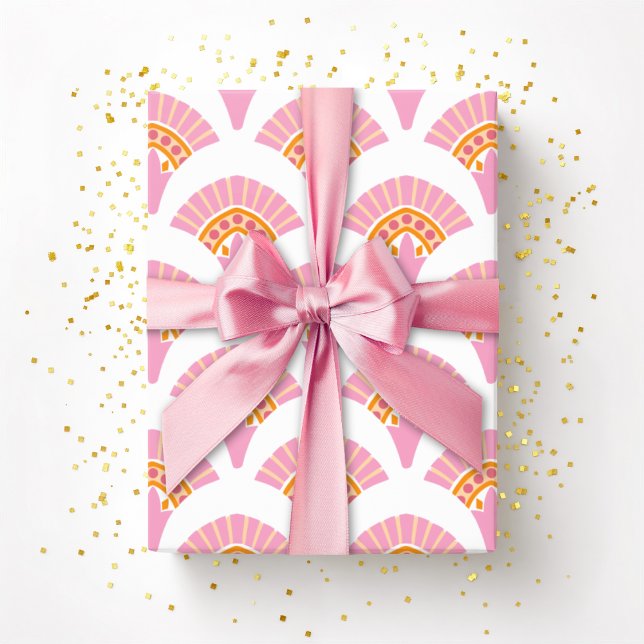 Fächer mit Rüschen in Rosa und Orange Geschenkpapier (Von Creator hochgeladen)