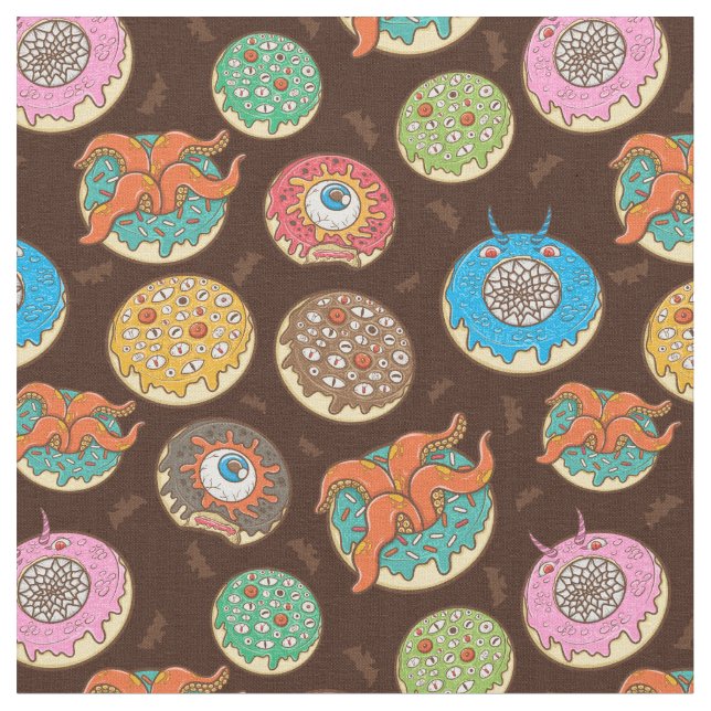 Fâcheux tissu Motif de beignes d'Halloween (Fermer)