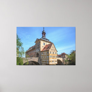 Fachwerkhaus und Brücke in Bamberg, Deutschland Leinwanddruck