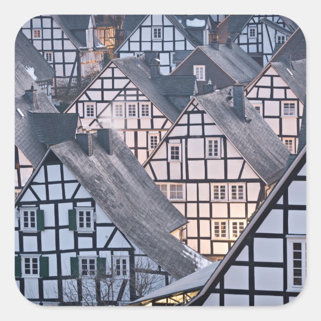 Fachwerkhäuser in Freudenberg Quadratischer Aufkleber (Vorderseite)