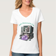 Facilement distrait par Chats Amusant T-shirt Amou