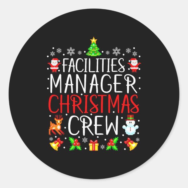 Facilities Manager Christmas Crew Matching Xmas  Runder Aufkleber (Vorderseite)