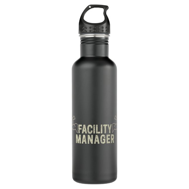 Facility Manager oder Janitor- und Pflegegeschenk Edelstahlflasche (Vorderseite)