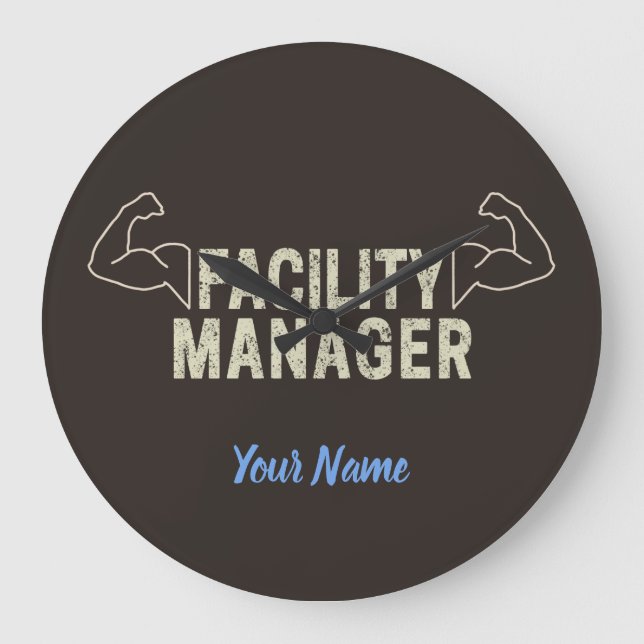 Facility Manager oder Janitor- und Pflegegeschenk Große Wanduhr (Vorderseite)