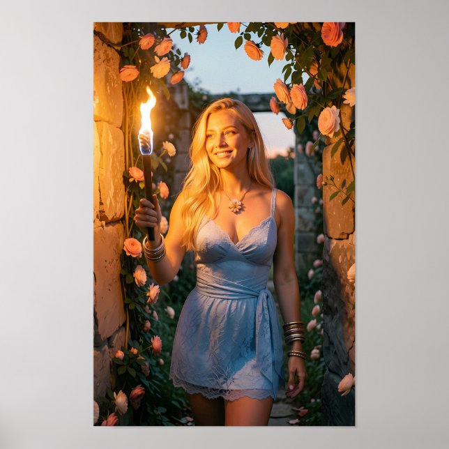 Fackelbeleuchteter Garten des Abendposter der Gnad Poster (Vorne)