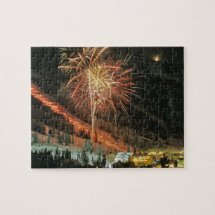 Fackelzug und Feuerwerk im Winter