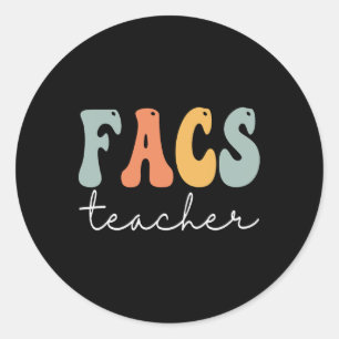 FACS Lehrer Retro Groovy Vintag Happy First Day Runder Aufkleber
