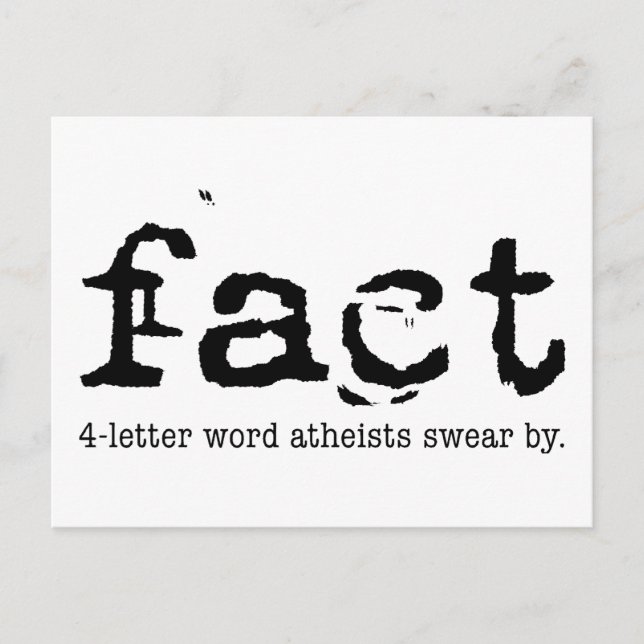 FACT: 4-Buchstaben Wort Atheisten schwören vorbei! Postkarte (Vorderseite)
