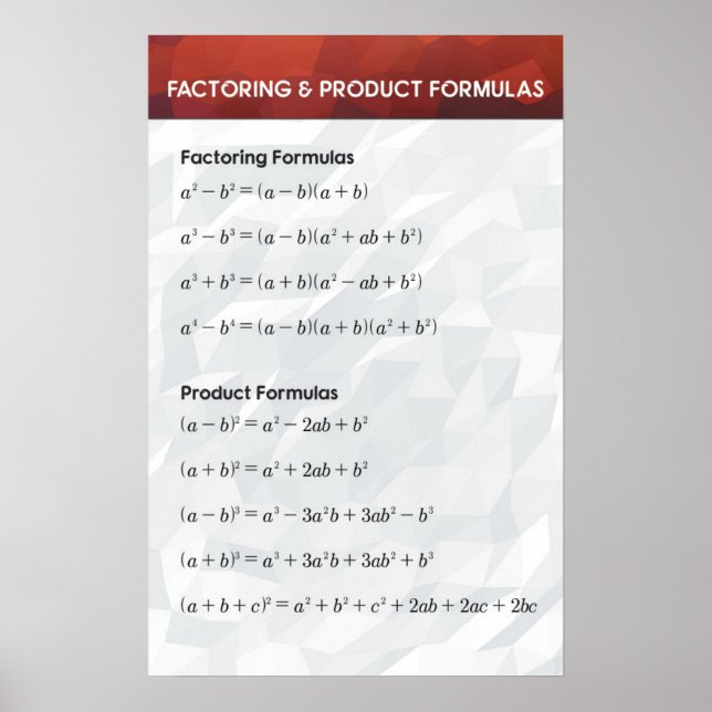 Factoring & Product Polynomials - Math Poster (Vorne)