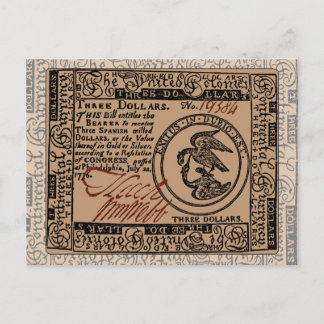 Facture de trois dollars - Carte postale