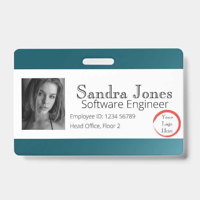 Fade Aquamarin Blue ID Card (horizontal) Ausweis (Vorderseite)