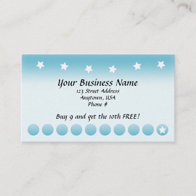Fade bleue avec étoiles Cartes de fidélité client (Devant)