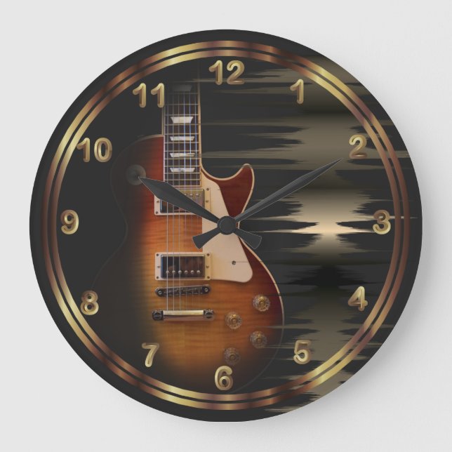 Faded Electric Music Guitar - Große Wanduhr (Vorderseite)
