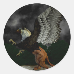 Faded Griffin Button Runder Aufkleber