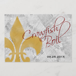 Faded Lilie Newspapier Crawfish Boil Einladung