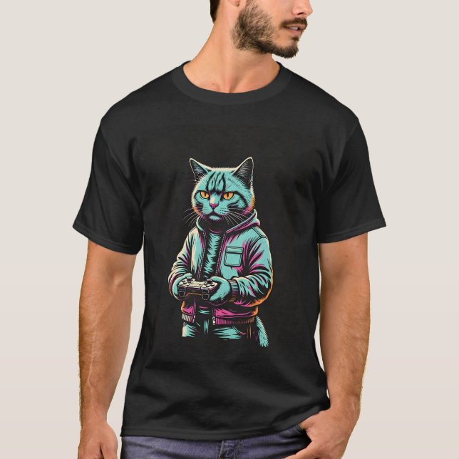 Faded Neon Cat T-Shirt (Vorderseite)