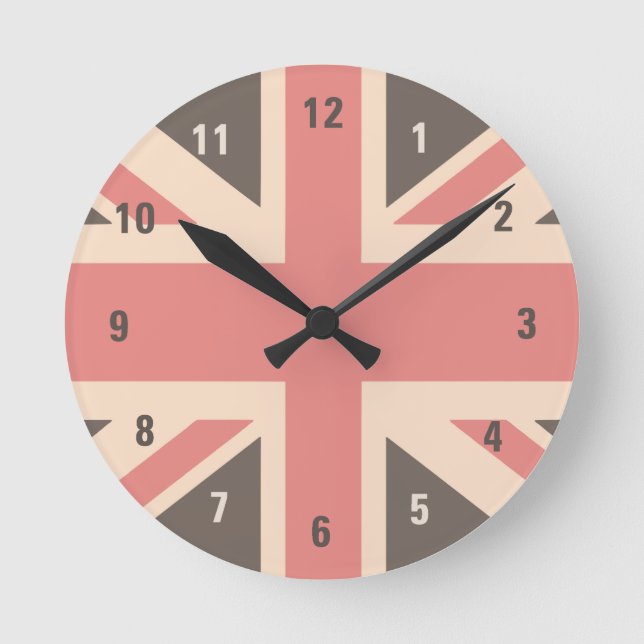Faded Union Jack UK Flag Runde Wanduhr (Vorderseite)