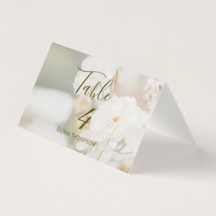 Faded White Roses Foto Wedding Table Platzkarte