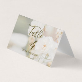 Faded White Roses Foto Wedding Table Platzkarte