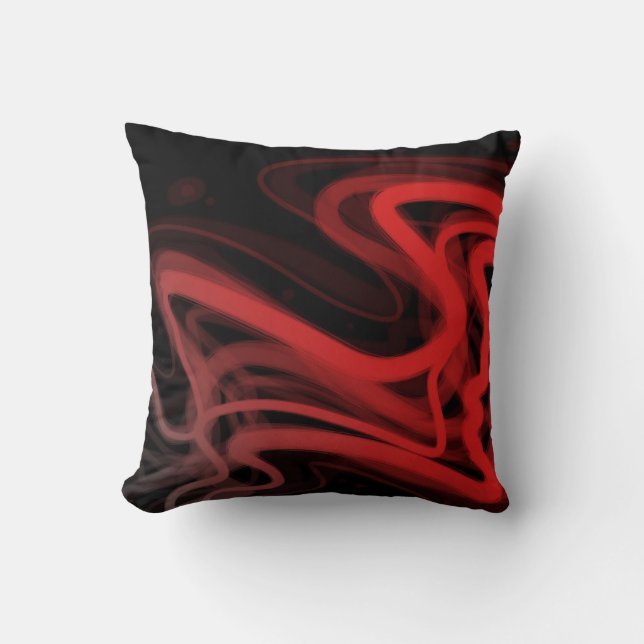 Fadenartiges rotes abstraktes kissen (Vorderseite)