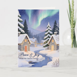Fadenbemalte Kunst Wintertal Klassisches Weihnacht Karte