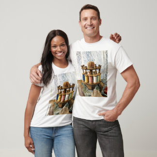 Fadenkarussell mit Spitzenvorhängen T-Shirt