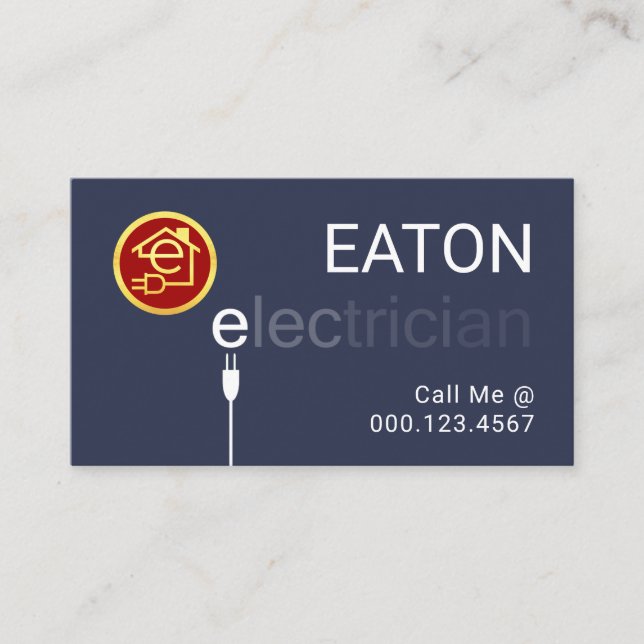 Fading Electrician Electric Plug Cord Visitenkarte (Vorderseite)
