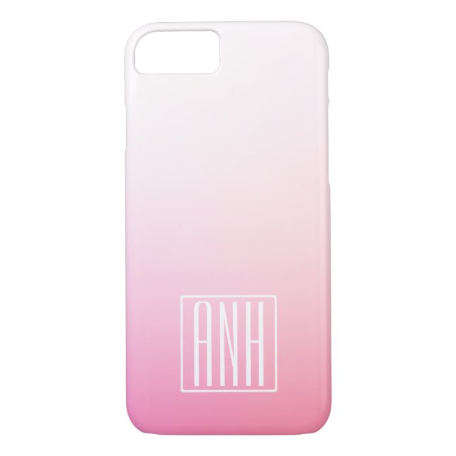 Fading Pinks Ombre Gradation & Your Initials Case-Mate iPhone Hülle (Rückseite)