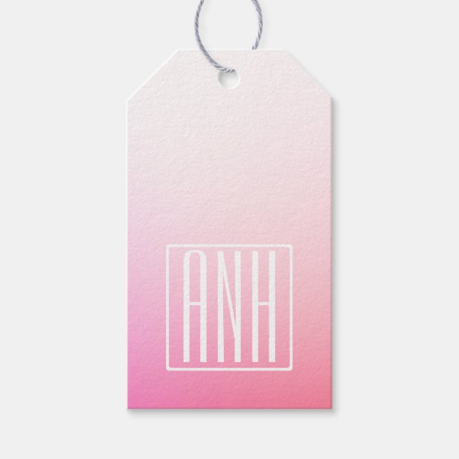 Fading Pinks Ombre Gradation & Your Initials Geschenkanhänger (Vorderseite)
