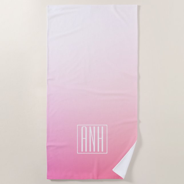 Fading Pinks Ombre Gradation & Your Initials Strandtuch (Vorderseite)