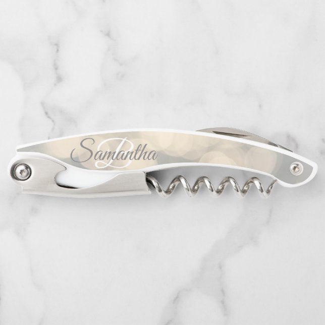 Fading Stylish Monogram Glitzer Waiter's Corkschra Kellnermesser (Vorderseite)